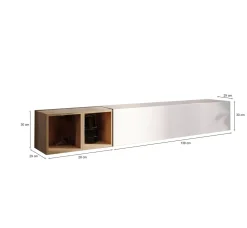 Mobile salotto in legno e metallo 194cm bianco lucido e rovere - Koguma