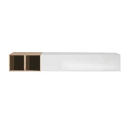 Mobile salotto in legno e metallo 194cm bianco lucido e rovere - Koguma
