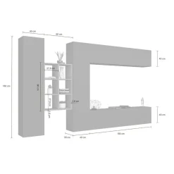 Mobile salotto moderno 280cm antracite e acero - Agna