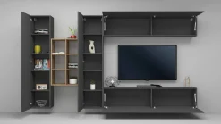 Mobile salotto moderno 280cm antracite e acero - Agna