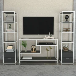 Mobile salotto moderno 198cm bianco e antracite - Felion