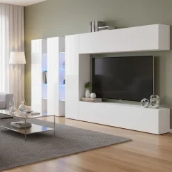 Mobile salotto moderno 340cm bianco lucido - Carretto