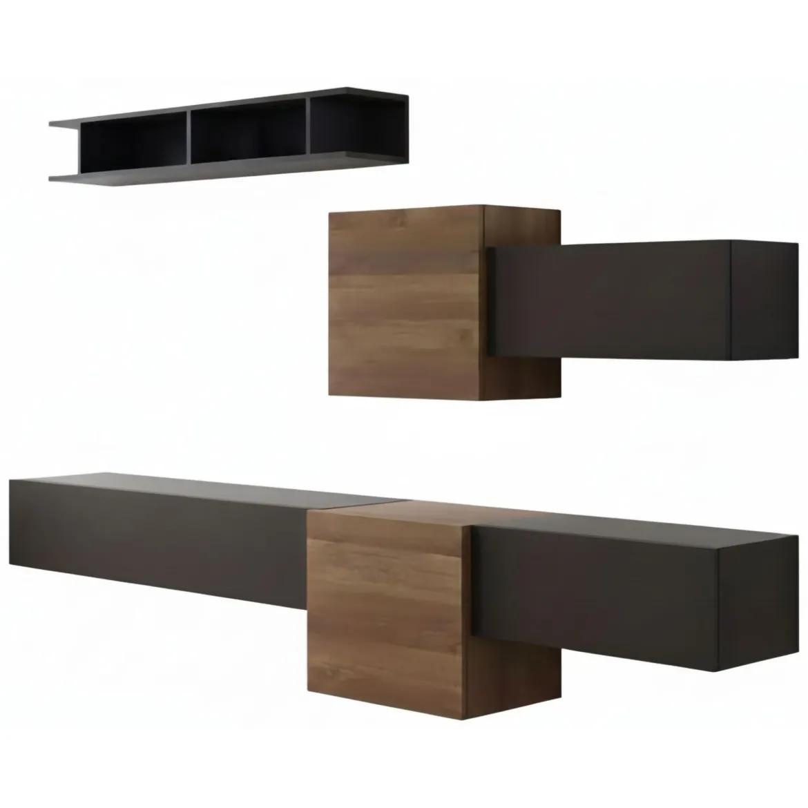 Mobile salotto moderno 262cm noce e antracite - Tony