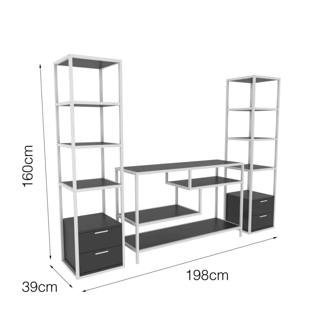 Mobile salotto moderno 198cm oro e quercia - Felion