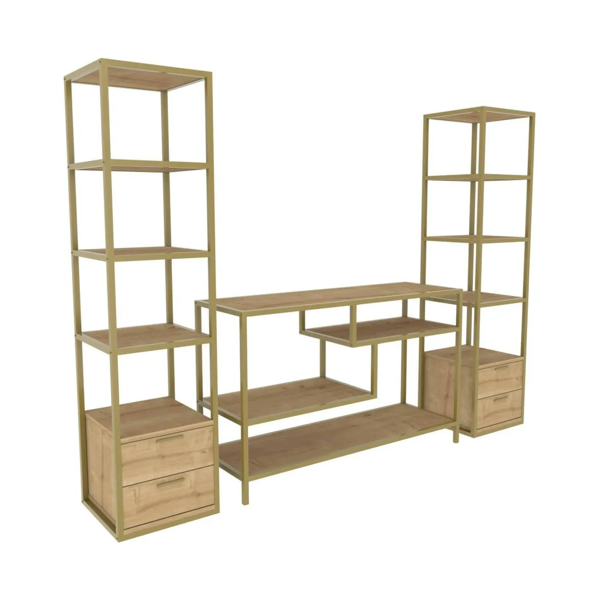 Mobile salotto moderno 198cm oro e quercia - Felion