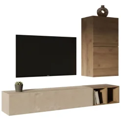 Mobile salotto multifunzione 194cm noce e grigio - Humberto