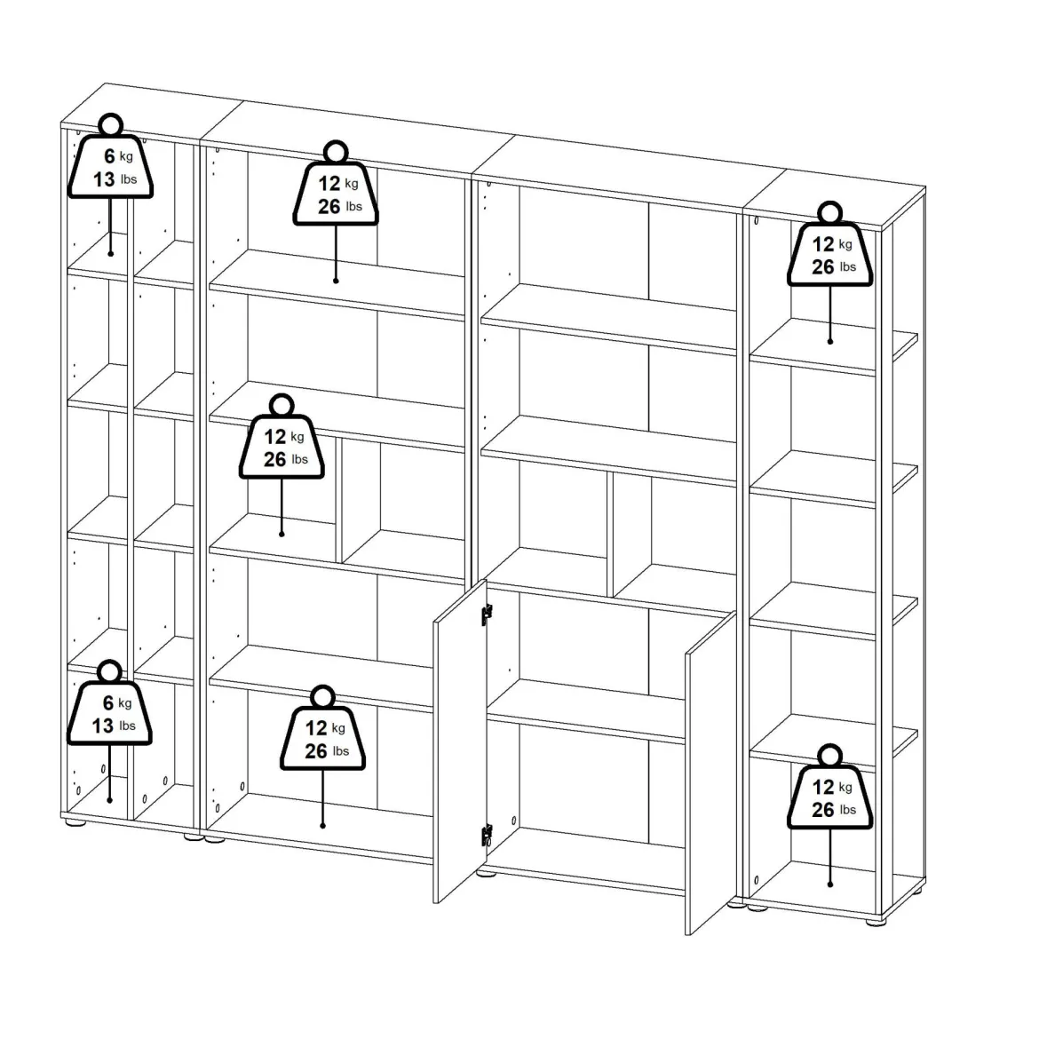 Mobile salotto multifunzione 262cm antracite e rovere - Douglas
