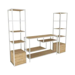 Mobile salotto 12 ripiani 198cm bianco e rovere - Felion