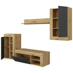 Mobile salotto ripiani regolabili 260cm legno e antracite - Atex