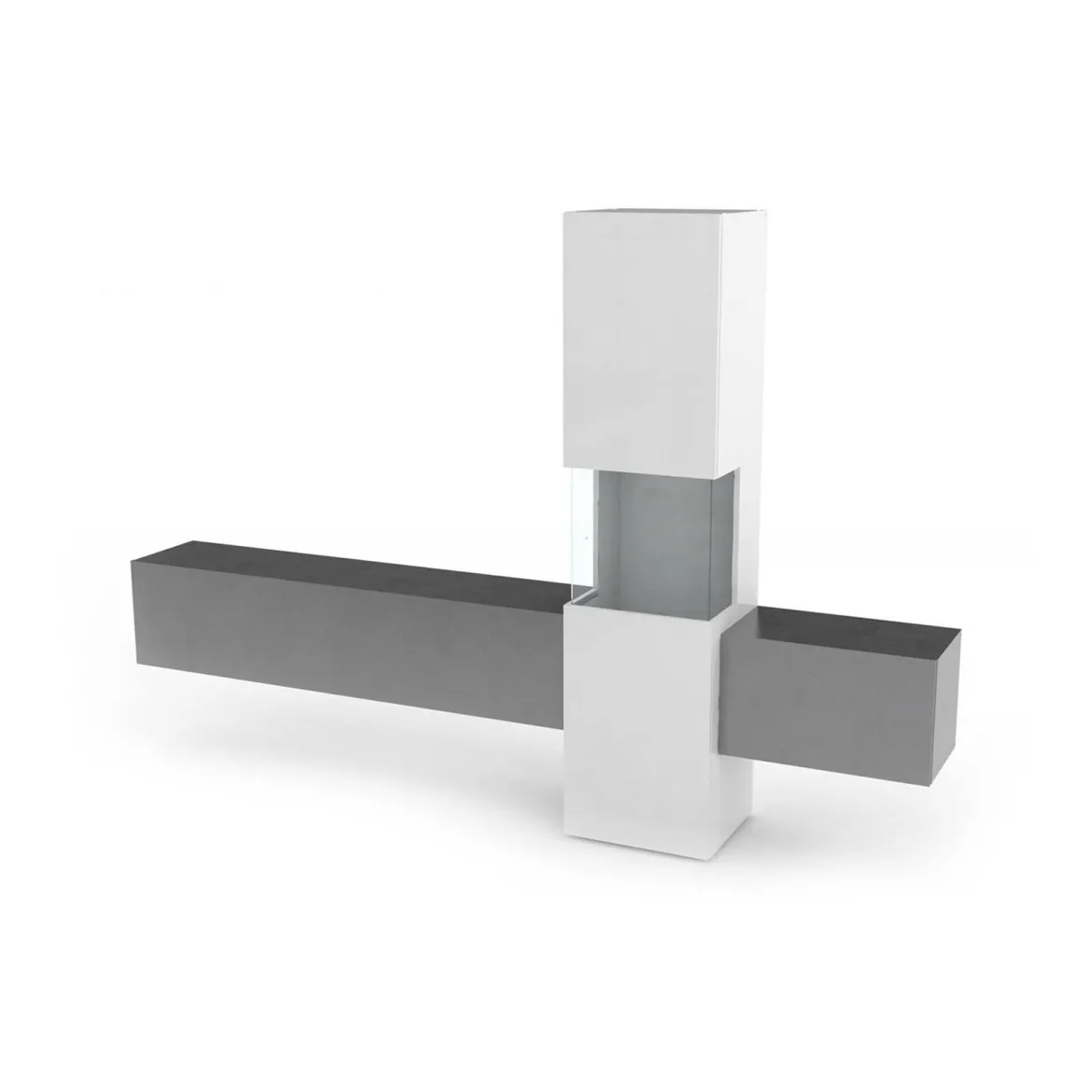 Mobile salotto smart 265cm bianco lucido e ardesia - Abramo