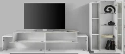 Mobile soggiorno con vetrina 280cm bianco lucido e cemento - Anisia