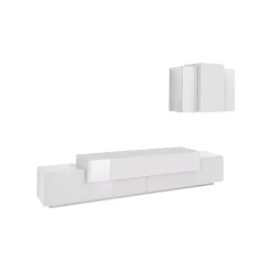 Mobile soggiorno in legno 240cm bianco lucido - Alaskino