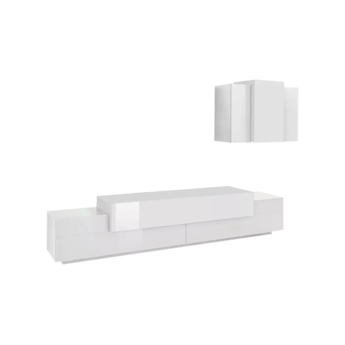 Mobile soggiorno in legno 240cm bianco lucido - Alaskino