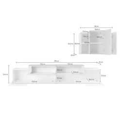 Mobile soggiorno in legno 240cm bianco lucido - Alaskino