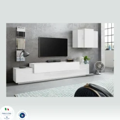 Mobile soggiorno in legno 240cm bianco lucido - Alaskino