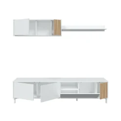 Mobile soggiorno multifunzione 200cm bianco e rovere - Banari