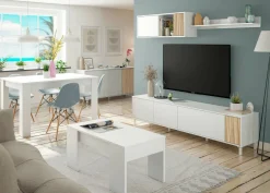 Mobile soggiorno multifunzione 200cm bianco e rovere - Banari