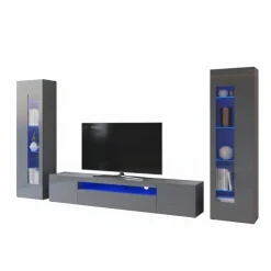 Mobile soggiorno multifunzione 290cm antracite lucido - Aslhey