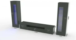 Mobile soggiorno multifunzione 290cm antracite lucido - Aslhey
