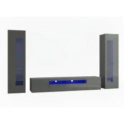 Mobile soggiorno multifunzione 290cm antracite lucido - Aslhey