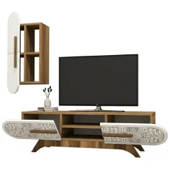 Mobile soggiorno smart 145cm noce e bianco - Gilberta