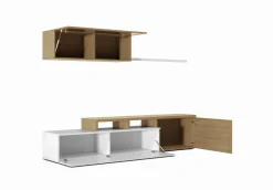 Mobile soggiorno smart 200cm rovere e bianco lucido - Amitraz