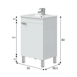 Mobile sottolavabo 1 anta 50x38x80h cm bianco lucido - Iselle