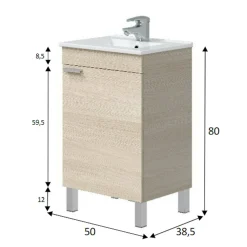 Mobile sottolavabo 1 anta 93x60x88h cm bianco - emile
