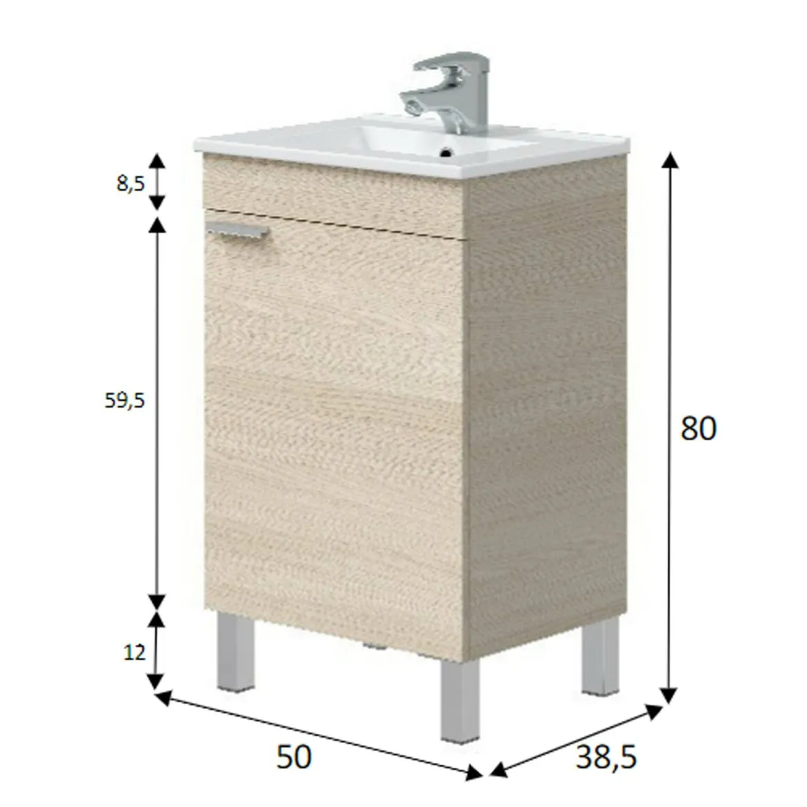 Mobile sottolavabo 1 anta 93x60x88h cm bianco - emile