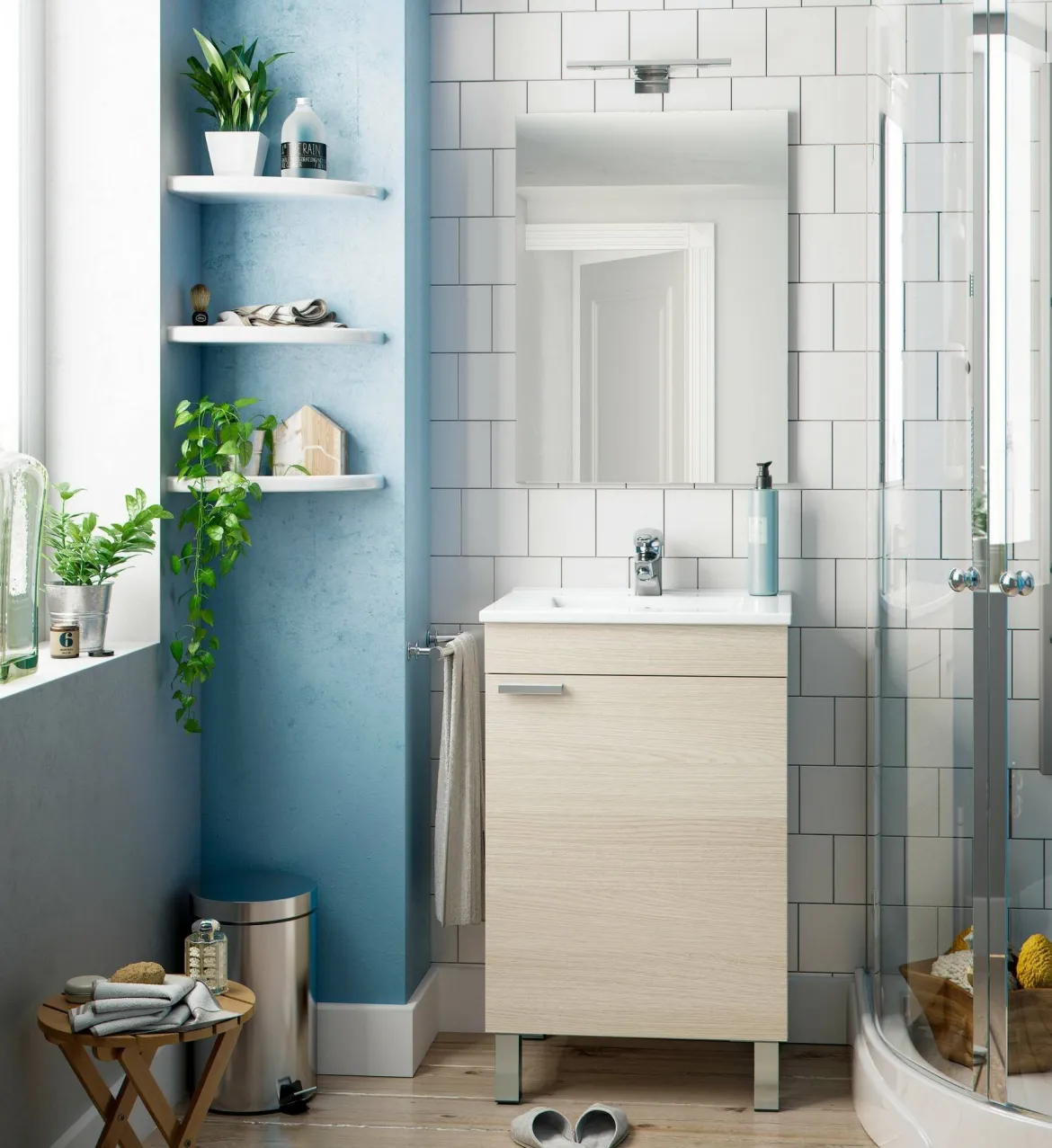 Mobile sottolavabo 1 anta 93x60x88h cm bianco - emile