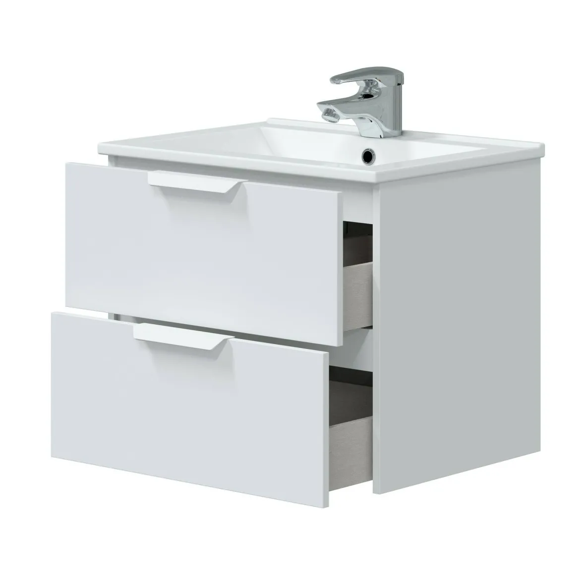 Mobile sottolavabo 2 cassetti 60x45x50h cm bianco lucido - Arzano