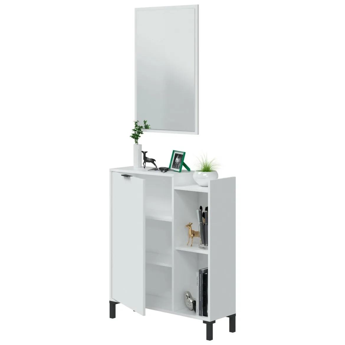 Mobile sottolavabo con specchio 77x24x91h cm bianco - Argusto