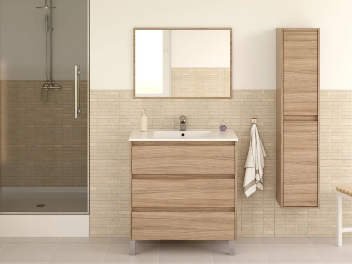 Mobile Sottolavabo Marrone Colore Ante Marrone 30x25.5x140h cm, - Aladin