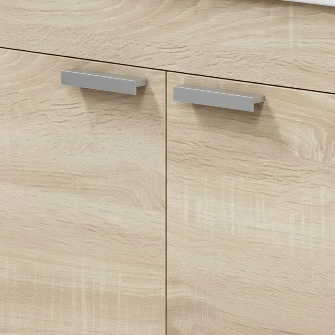 Mobile Sottolavabo Marrone Rovere 2 Ante Apertura Battente 70x45x80h cm, Piedini Alluminio - Cariati