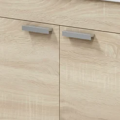 Mobile Sottolavabo Marrone Rovere Grigio Nero Antracite 3 Cassetti Soft Close 60x45x86h cm, Apertura Scorrevole - Sozop