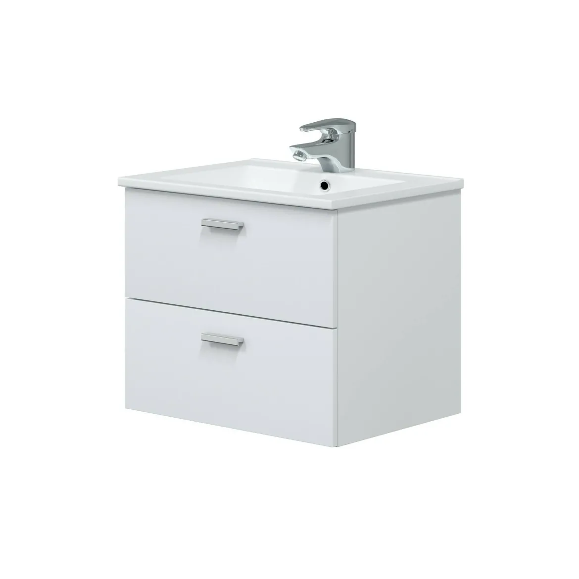 Mobile sottolavabo moderno 2 cassetti 60x45x50h cm bianco lucido - Doksuri