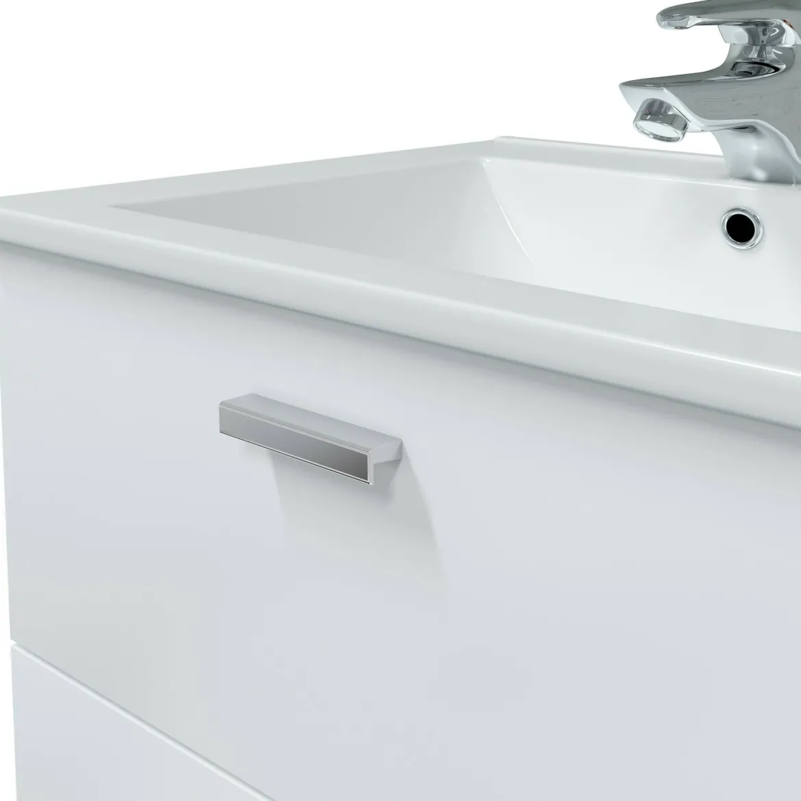 Mobile sottolavabo moderno 2 cassetti 60x45x50h cm bianco lucido - Doksuri