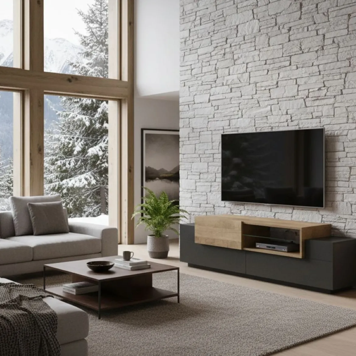 Mobile TV antracite e acero 160x45x51h cm 3 ante - Andris