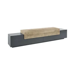 Mobile TV antracite e acero 240x45x52h cm 3 ante - Tiche