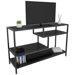 Mobile TV antracite e nero 120x39x75h cm in legno - Ivette