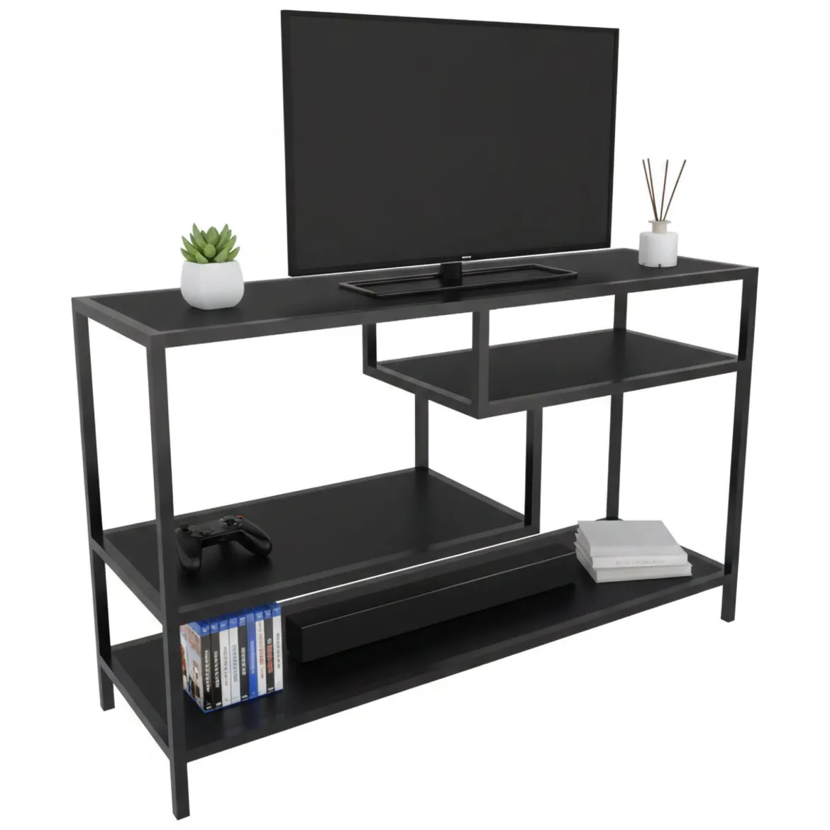 Mobile TV antracite e nero 120x39x75h cm in legno - Ivette