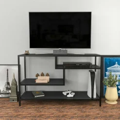 Mobile TV antracite e nero 120x39x75h cm in legno - Ivette