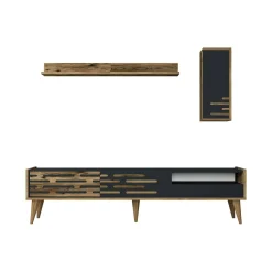 Mobile TV antracite e noce 180x45x35h cm 3 ante - Upana