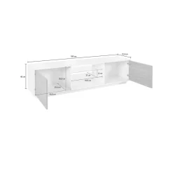 Mobile TV antracite lucido 220x41x46h cm 4 ante e 1 cassetto - Ajuly