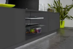 Mobile TV antracite lucido 220x41x46h cm 4 ante e 1 cassetto - Ajuly