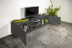 Mobile TV antracite lucido 220x41x46h cm 4 ante e 1 cassetto - Ajuly
