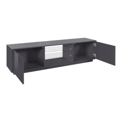 Mobile TV antracite lucido 220x41x46h cm 4 ante e 1 cassetto - Ajuly