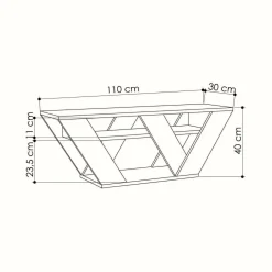 Mobile TV antracite 110x30x40h cm in legno - Amazzonite