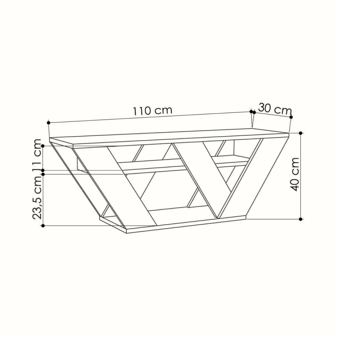 Mobile TV antracite 110x30x40h cm in legno - Amazzonite