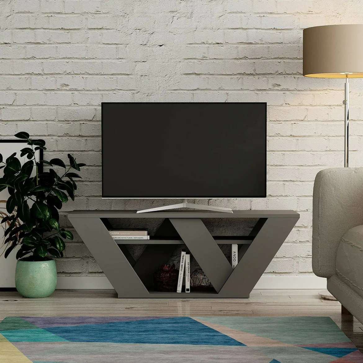 Mobile TV antracite 110x30x40h cm in legno - Amazzonite